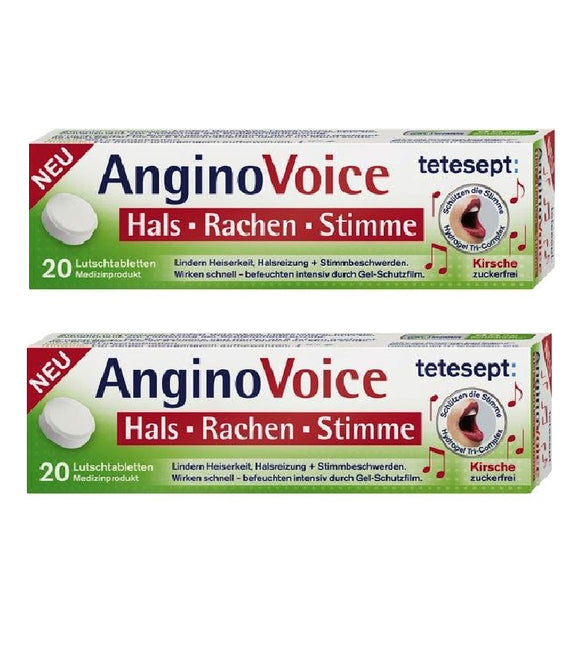 2xPack Tetesept AnginoVoice Throat & Voice Stimulant Lozenges - Cherry