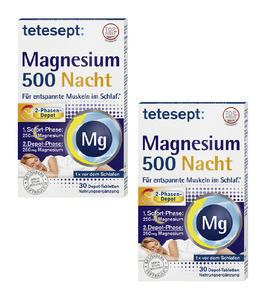 2xPack Tetesept Magnesium 500 Night Tablets - 60 Pcs