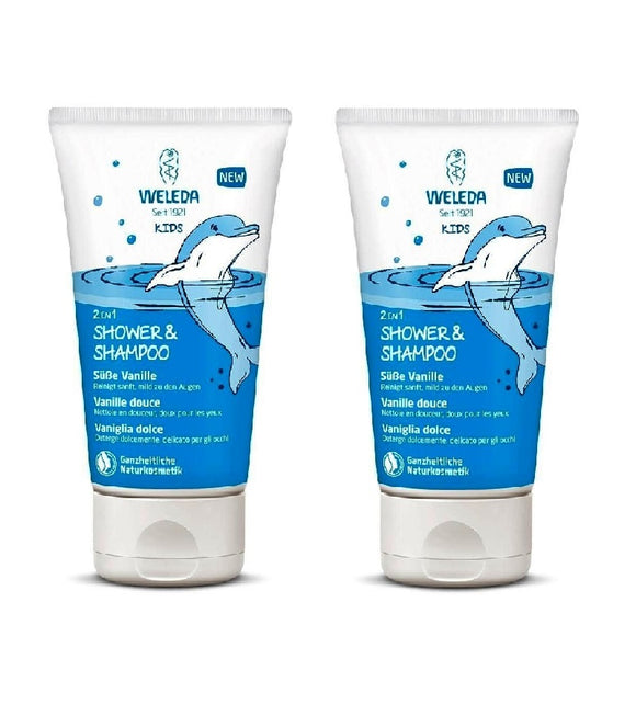 2xPack WELEDA Kids Sweet Vanilla 2-in-1 Shower & Shampoo - 150 ml each