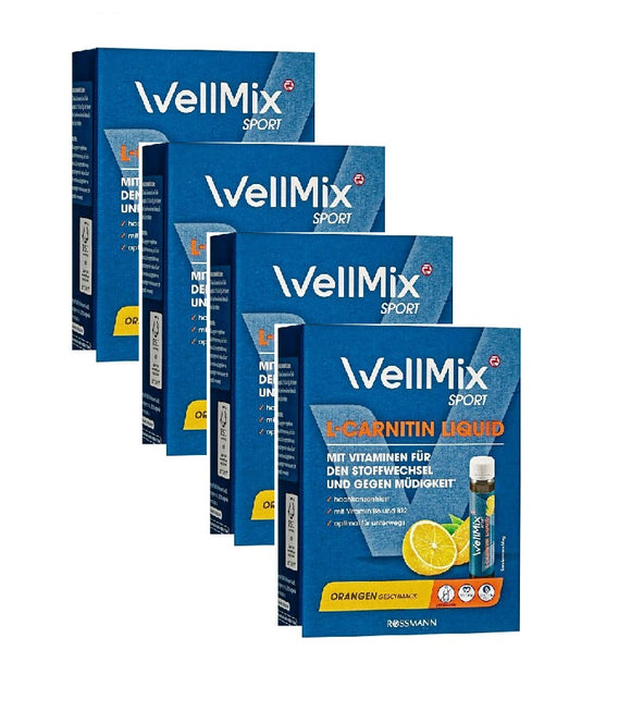 4xPack WellMix Sport L-Carnitine Liquid Orange Diet Supplement Drinks - 700 ml