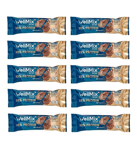 10 Bars WellMix Sport 33% Protein Deluxe Double Choc Energy Bars - 450 g