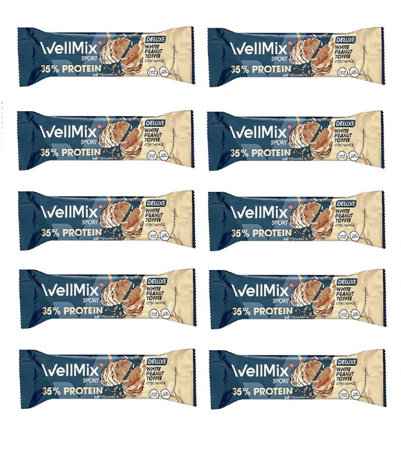 10 Bars - WellMix Sport 35% Protein Deluxe White Peanut Toffee Bars - 450 g