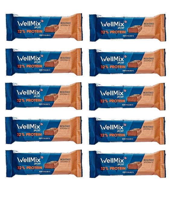 10 Bars WellMix Sport 32% Protein Chocolate Energy Bars - 350 g