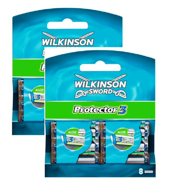 2xPack WILKINSON Sword PROTECTOR 3-Blade Razors + 16 Cartridges
