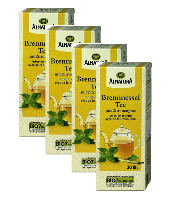 4xPacks Alnatura Organic Nettle Tea with Lemongrass - 80 Bags