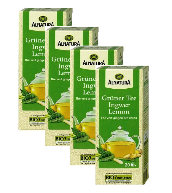 4xPacks Alnatura Organic Ginger-Lemon Tea Bags - 80 Bags