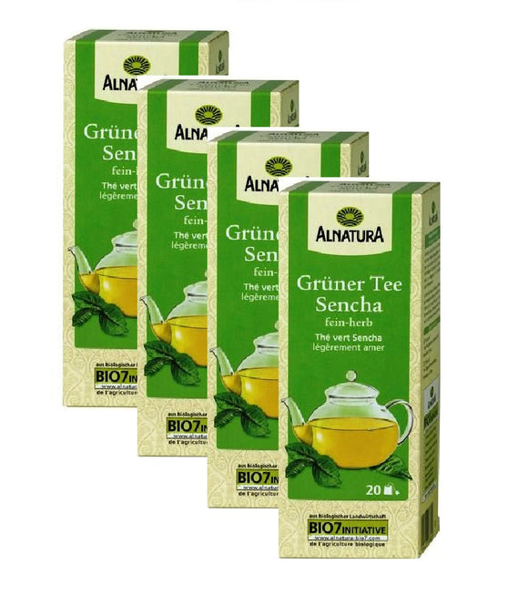 4xPacks Alnatura Organic Sencha Green Tea Bags - 80 Pcs