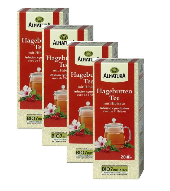 4xPacks Alnatura Organic Rosehip Tea with Hibiscus - 80 Bags