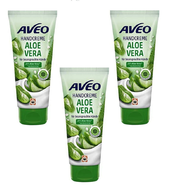 3xPack AVEO Aloe Vera Hand Cream for Stressed Hands - 300 ml
