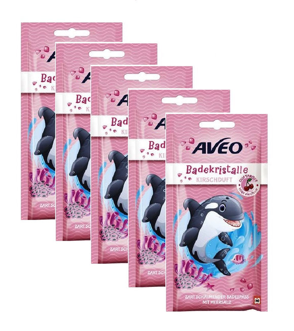 5xPack AVEO Cherry Scented Bath Crystals - 300 g