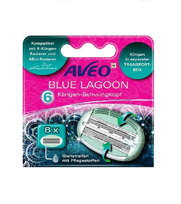 AVEO Blue Lagoon 6 Blades Ladies Replacement Cartridges - 8 Pcs