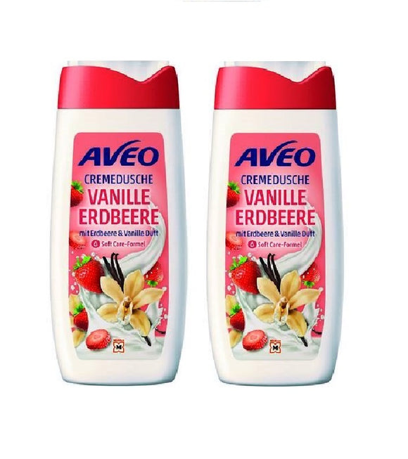 2xPack AVEO Strawberry & Vanilla Shower Cream - 600 ml