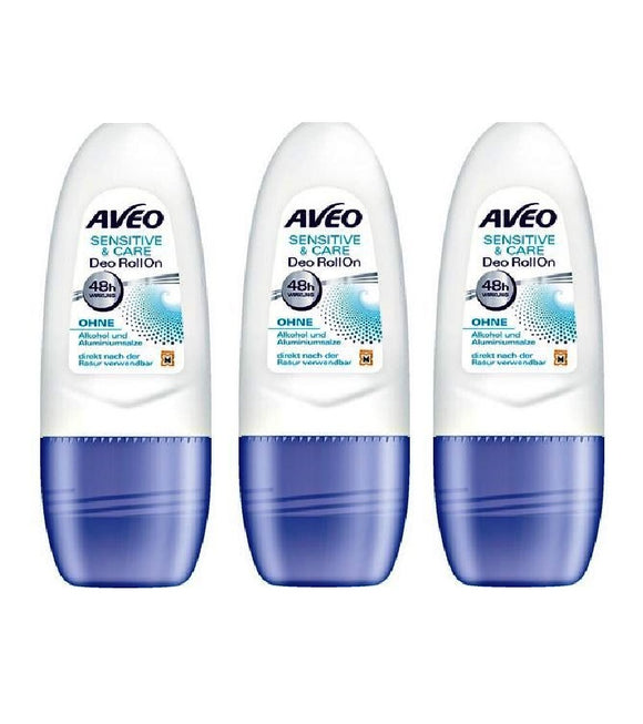 3xPack AVEO Sensitive & Care Deodorant Roll-on - 150 ml