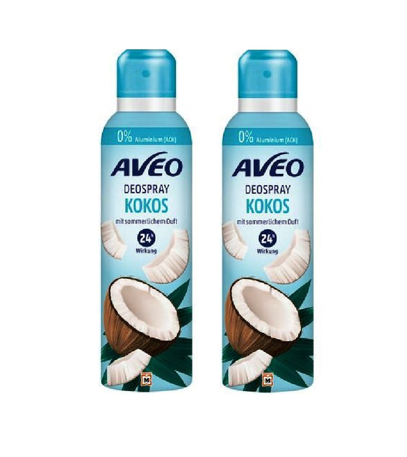 2xPack AVEO Coconut 24h Deodorant Spray - 400 ml