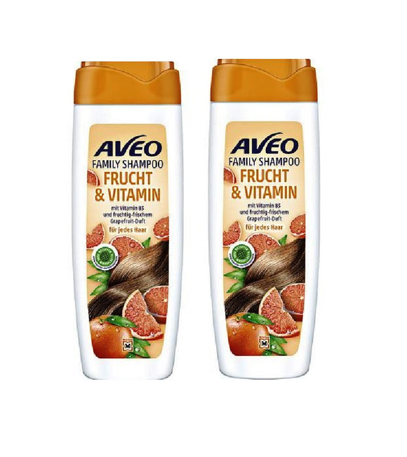 2xPack AVEO Fruit & Vitamin Shampoo - 600 ml