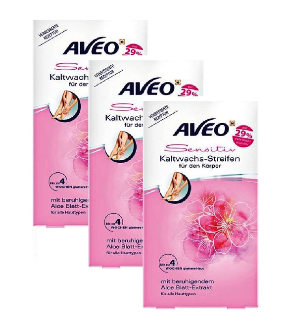 3xPack AVEO Cold Wax Strips for the Body with Aloe Leaf Extracts - 60 pcs