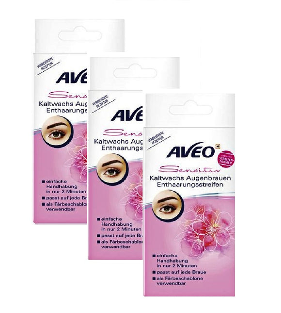 3xPacks AVEO Cold Wax Strips for Eyebrows - 24 Pcs