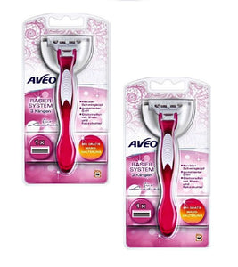 2xPack AVEO Lady 3-Blade Shaving Razor with Cartridge