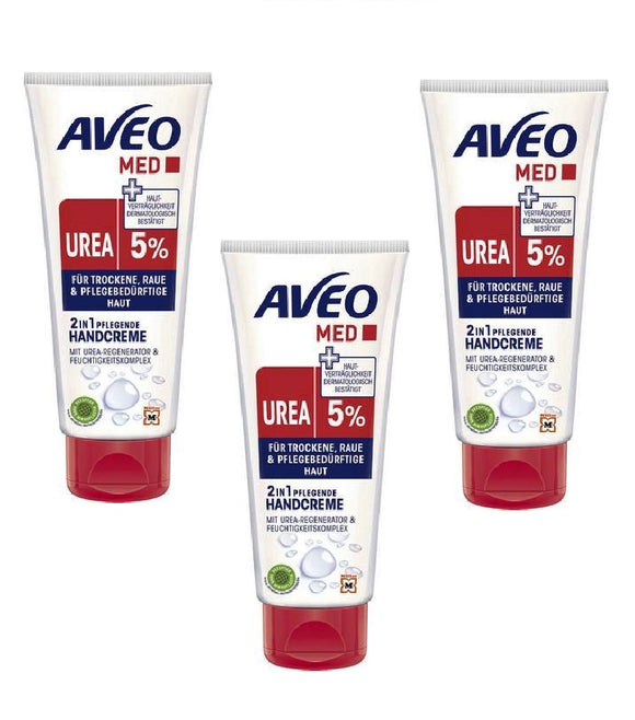 3xPack AVEO MED 2-in-1 Nourishing Hand Cream with 5% Urea - 300 ml