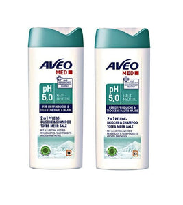 2xPack AVEO MED pH 5,0 2in1 Care Shower Gel &  Shampoo - 500 ml