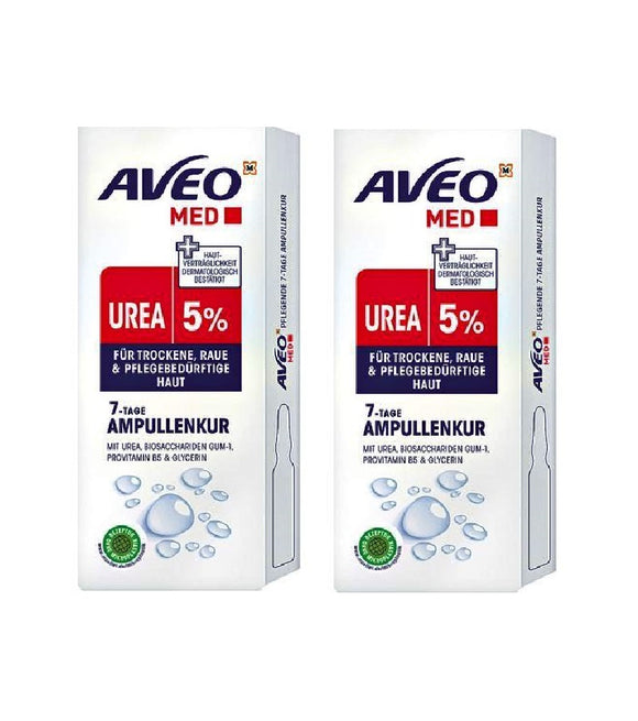 2xPack AVEO MED Dry Skin Cure with 5% Urea, 7-Day Ampoule Set - 30 ml