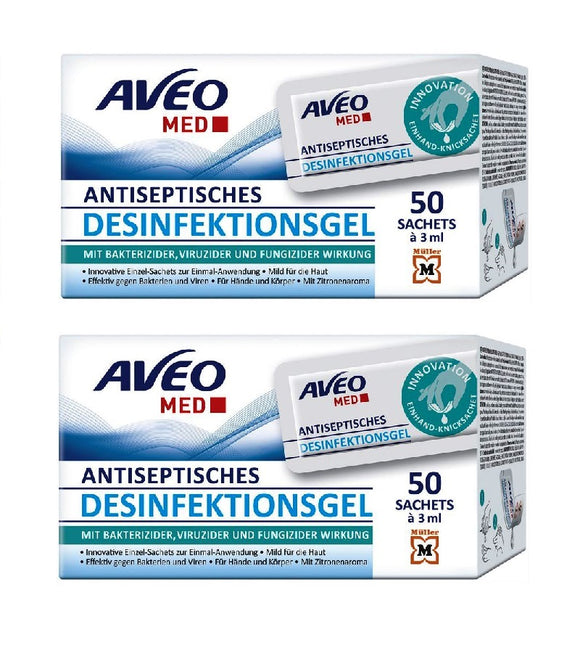 2xPack AVEO Disinfection Intersept Antiseptic Gel - 100 Sachets