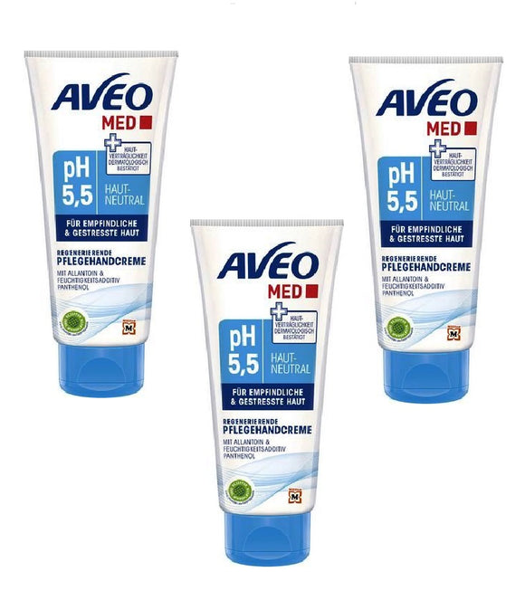 3xPacks AVEO MED pH 5,5 Regenerating Hand Cream - 300 ml