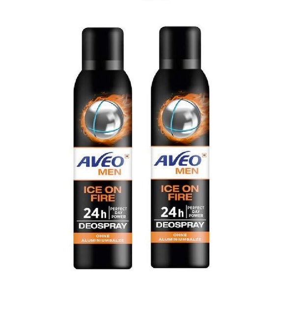 2xPack AVEO MEN Deodorant Spray Ice on Fire Deodorant Spray - 400 ml