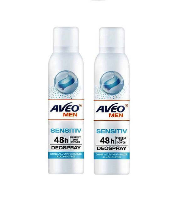 2xPack AVEO MEN Sensitive Deodorant Spray - 400 ml