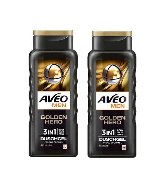 2xPack AVEO MEN's Golden Hero 5in1 Shower Gel - 600 ml