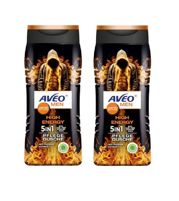 2xPack AVEO MEN 5in1 High Energy Shower Gel - 600 ml