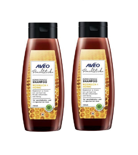 2xPack AVEO Gems Repairing Rice Milk+Honey Shampoo - 500 ml