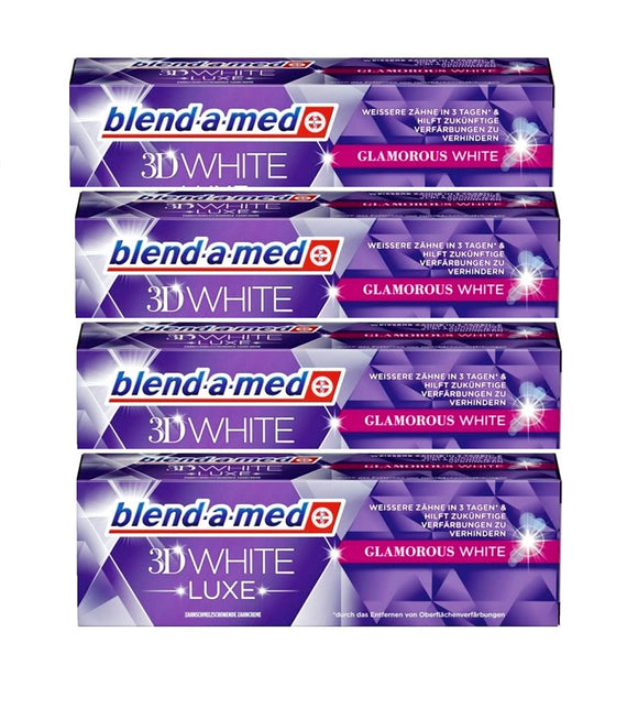 4xPack Blend-a-Med 3DWhite Luxe Glamorous Whitening Toothpaste - 300 ml