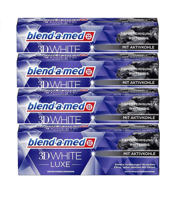 4xPack Blend-a-Med 3DWhite Luxe with Activated Charcoal Toothpaste - 300 ml