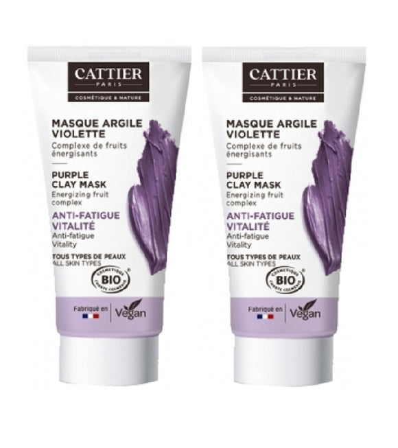 2xPack Cattier Organic Violet Clay Mask All Skin Types  - Four Shades - 60 ml