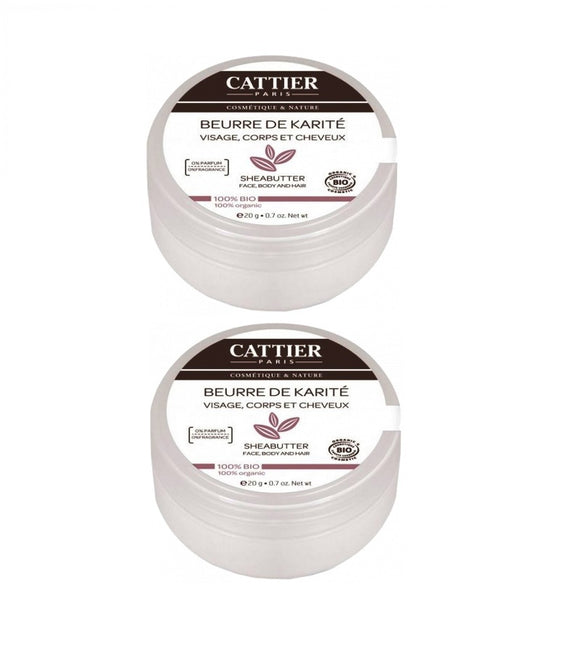 2xPack Cattier Shea Butter Face Body and Hair Cream 100% Organic - 40 or 100 g