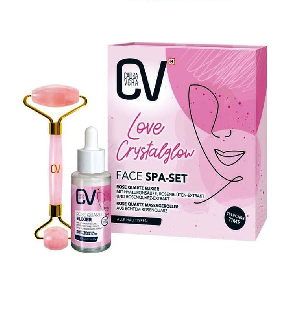 CV (CadeaVera) Rose Quartz Elixir & Facial Roller Gift Set