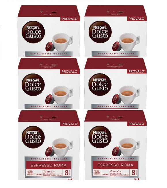 6xPack Nescafe Dolce Gusto Espresso Roma Coffee Capsules - 96 Capsules
