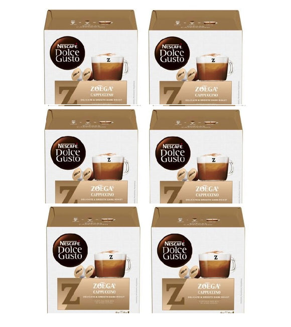 6xPack Nescafe Dolce Gusto Zoegas Cappuccino Coffee Capsules - 96 Capsules