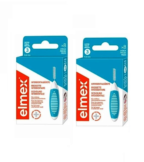 2xPack ELMEX Interdental Tooth Brushes ISO Size 3 0.6 mm Blue - 16 Pcs