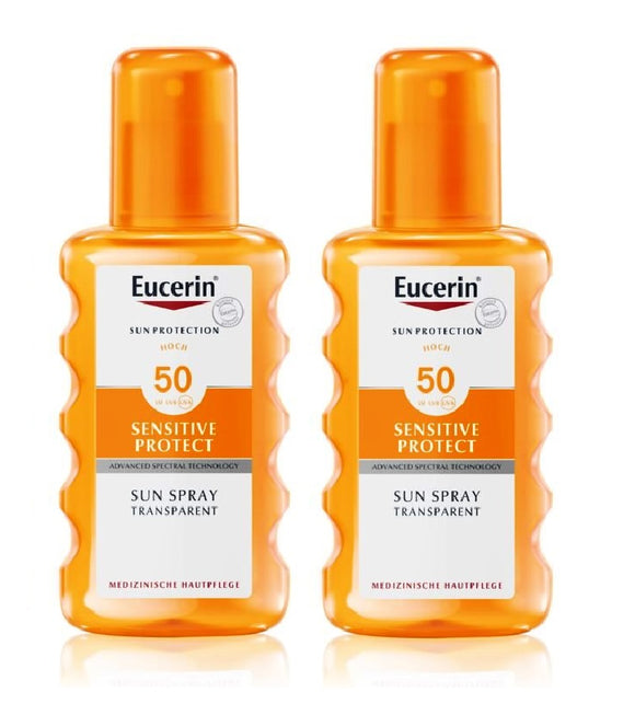 2xPack Eucerin Sun Sensitive Protect Sun Transparent Spray SPF 50 - 400 ml