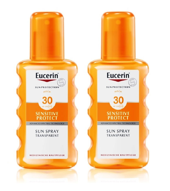 2xPacks Eucerin Sun Sensitive Protect Transparent Tanning Spray SPF 30 - 400 ml