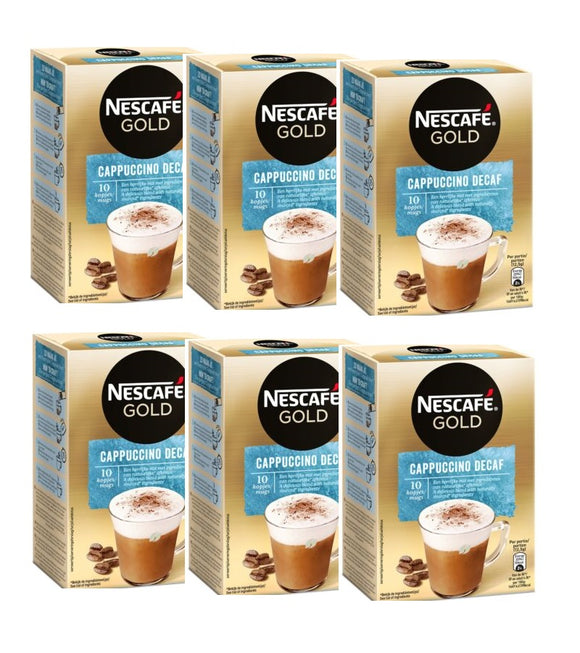 6xPack Nescafe Cappuccino Decaffeinated Instant Coffee - 60 Bags