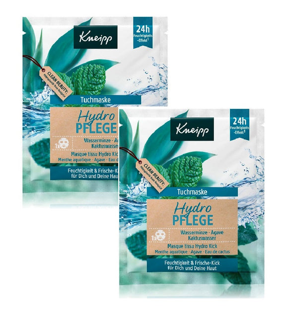 2xPack Kneipp Hydro Care Water Mint - Agave - Cactus Water Sheet Masks