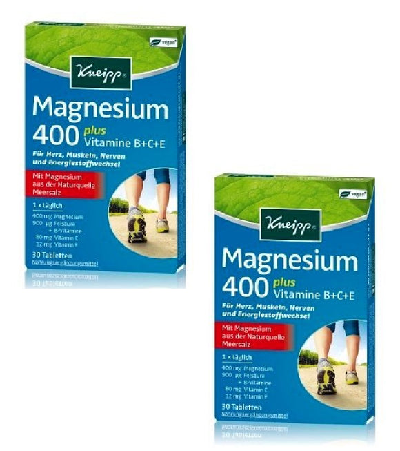 2xPack Kneipp Magnesium 400 plus vitamins B + C + E Tablets - 60 Pcs
