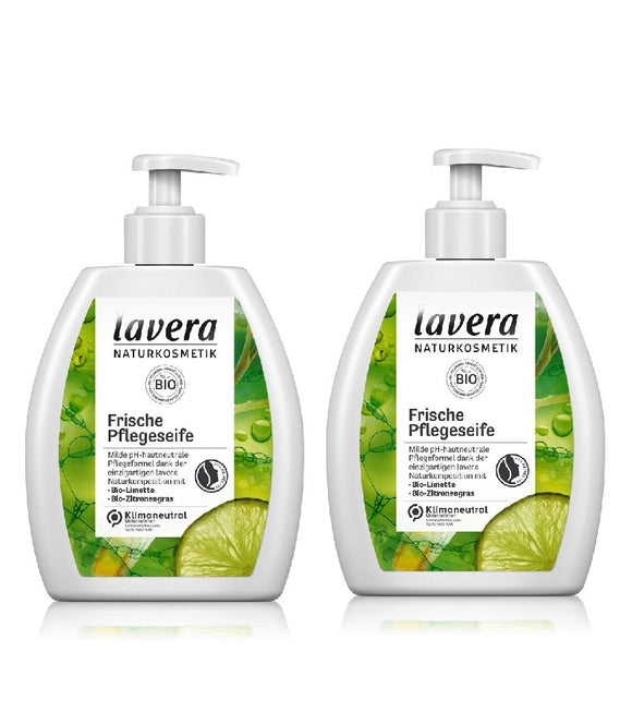 2xPack Lavera Fruity Organic Lime and Lemon Grass Liquid Soap - 500 ml