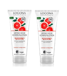 2xPack Logona Organic Grapefruit & Aloe Vera Refreshing Body Lotion - 400 ml