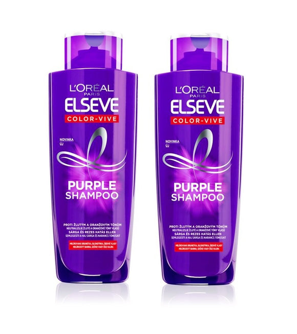 2xPack L'Oréal Paris  Elseve Color-Vive Purple Shampoo to Neutralize Yellow Tones - 400 ml