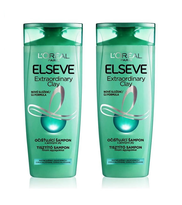 2xPack L'Oréal Paris Elseve Extraordinary Clay Shampoo for Oily Hair - 800 ml