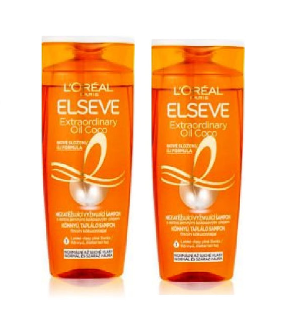 2xPack L'Oréal Paris Elseve Extraordinary Oil Coconut Nourishing Shampoo For Normal to Dry Hair - 800 ml